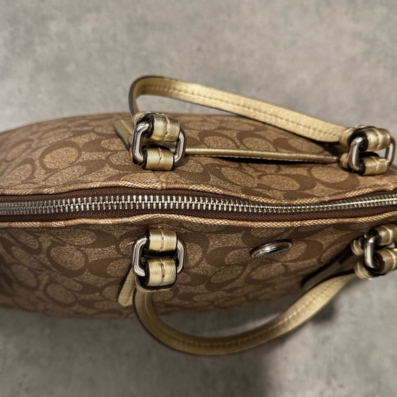 Coach Peyton Signature Cora Domed Satchel Handbag 24606 Gold/Brown! GUC!! - Picture 9 of 12